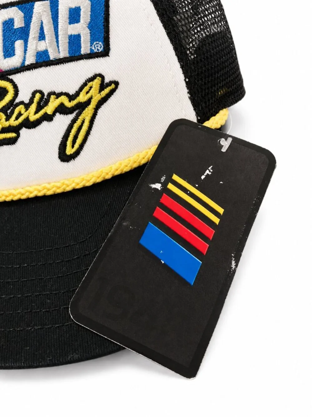 NASCAR Racing Rope Trucker Hat NWT Black White Mesh Snapback Vintage Style Cap